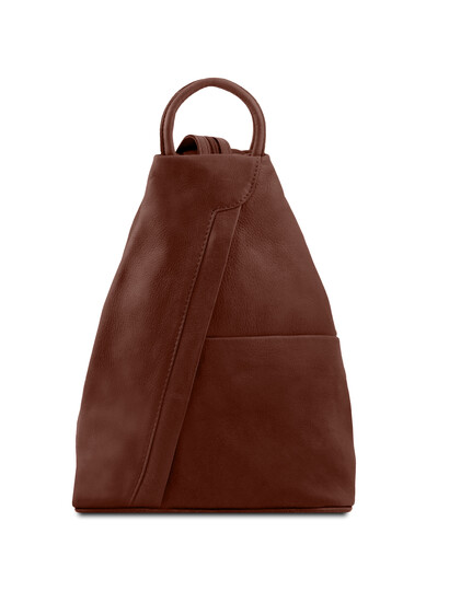 Rucsacel dama din piele naturala Tuscany Leather, maro, Shanghai