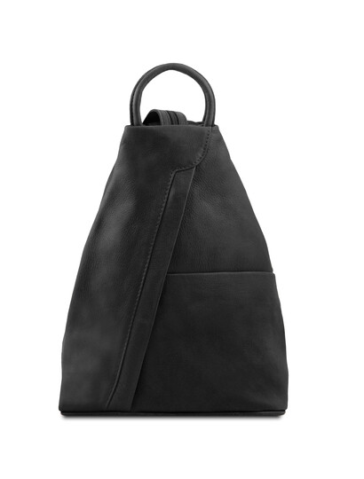 Rucsacel dama din piele naturala Tuscany Leather, negru, Shanghai