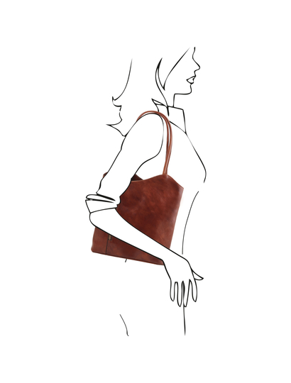 Geanta convertibila in rucsac Tuscany Leather din piele maro Patty