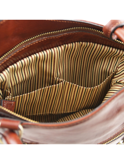 Geanta convertibila in rucsac Tuscany Leather din piele maro Patty