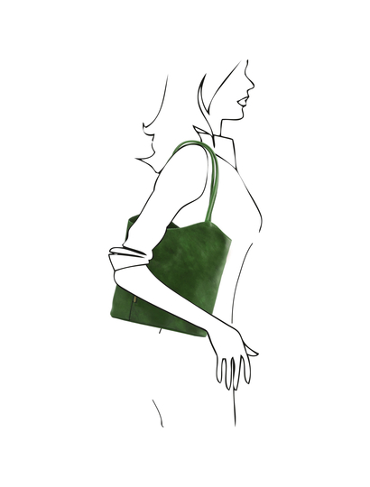 Geanta verde  convertibila in rucsac Tuscany Leather din piele  Patty