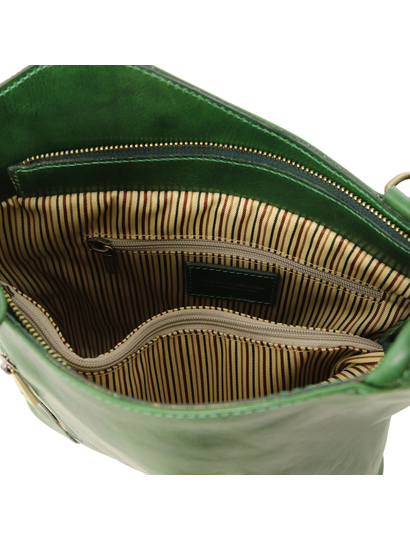 Geanta convertibila in rucsac Tuscany Leather din piele verde Patty