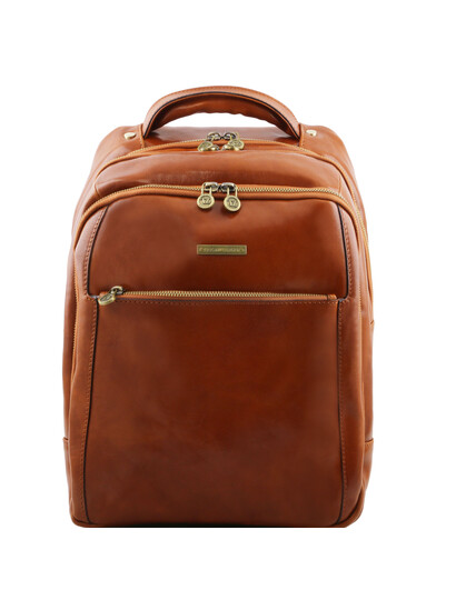 Rucsac laptop din piele naturala Tuscany Leather, honey, Phuket