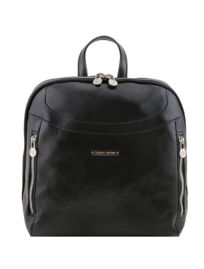 Rucsac dama din piele Tuscany Leather, negru, Manila