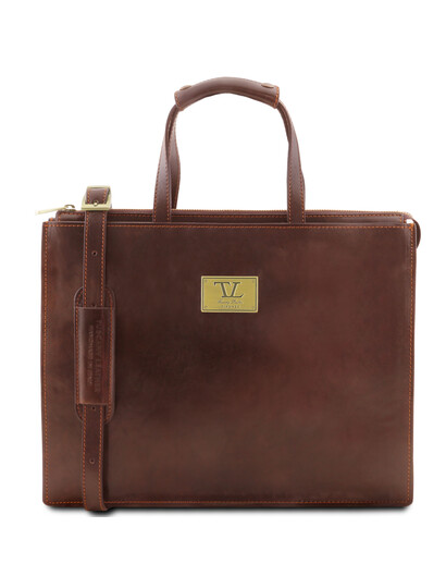 Servieta dama din piele naturala Tuscany Leather, maro, Palermo