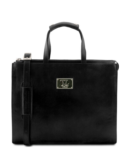 Servieta dama din piele naturala Tuscany Leather, neagra, Palermo