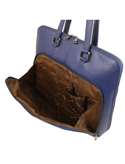 Geanta business functionala dama Tuscany Leather din piele naturala albastru inchis TL Smart
