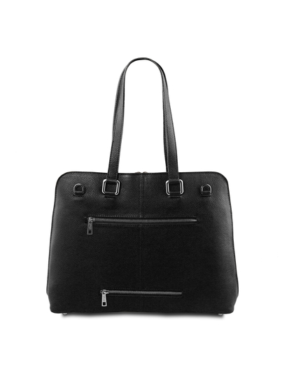 Geanta piele  business neagra dama  Tuscany Leather, neagra, TL Smart