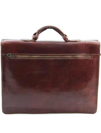 Servieta barbati din piele naturala Tuscany Leather, maro inchis, Bolgheri