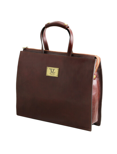 Servieta dama din piele naturala Tuscany Leather, maro  Palermo