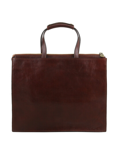 Servieta maro  dama din piele naturala Tuscany Leather, Palermo