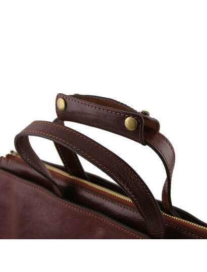 Servieta dama din piele naturala Tuscany Leather, maro  Palermo