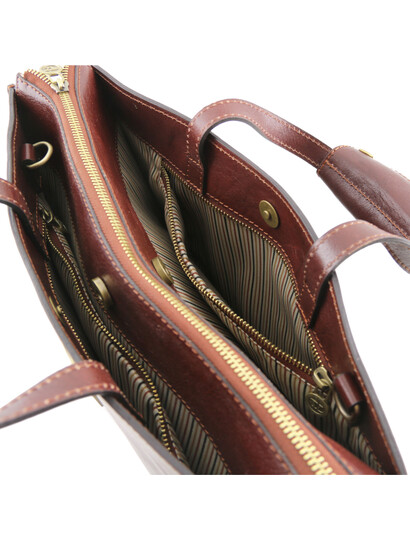 Servieta dama din piele naturala Tuscany Leather, maro  Palermo