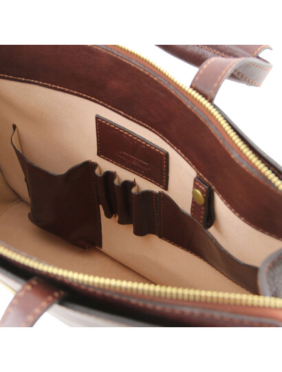 Servieta  dama de piele naturala Tuscany Leather, maro  Palermo