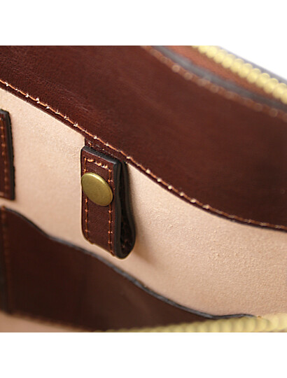 Servieta dama din piele naturala Tuscany Leather, maro  Palermo