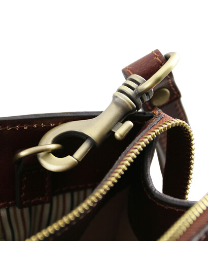 Servieta dama din piele naturala Tuscany Leather, maro  Palermo