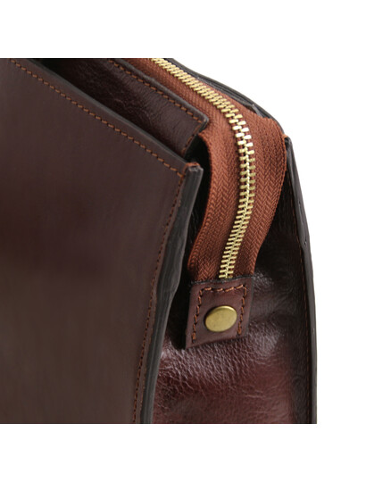 Servieta dama din piele naturala Tuscany Leather, maro  Palermo