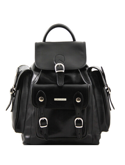 Rucsac dama din piele naturala Tuscany Leather negru Pechino