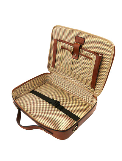 Geanta laptop din piele naturala Tuscany Leather, maro, Vicenza