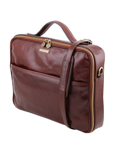 Geanta laptop maro  din piele naturala Tuscany Leather, Vicenza