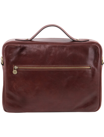 Geanta laptop din piele naturala Tuscany Leather, maro, Vicenza