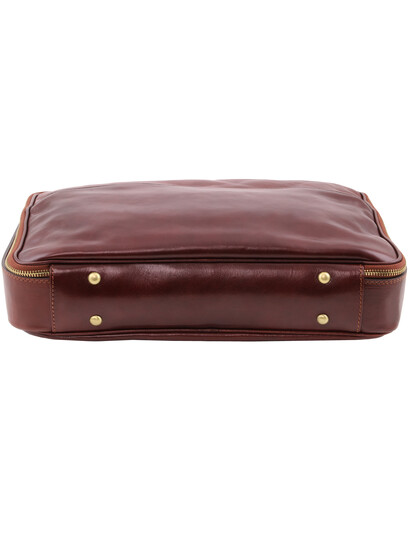 Geanta laptop din piele naturala Tuscany Leather, maro, Vicenza