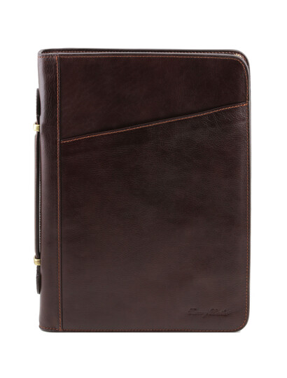 Mapa documente din piele naturala Tuscany Leather, maro inchis, Claudio