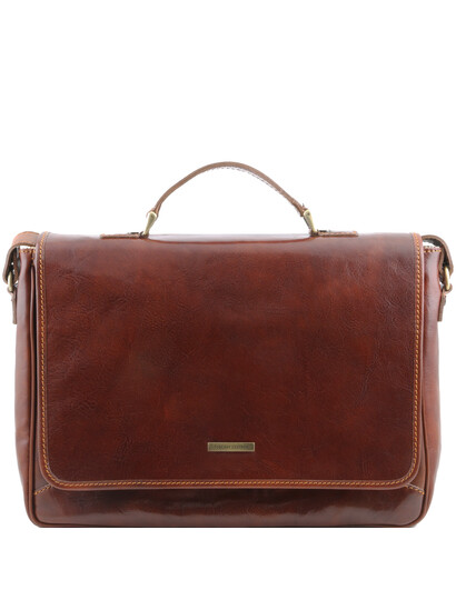 Geanta laptop barbati din piele naturala Tuscany Leather, maro, Padova