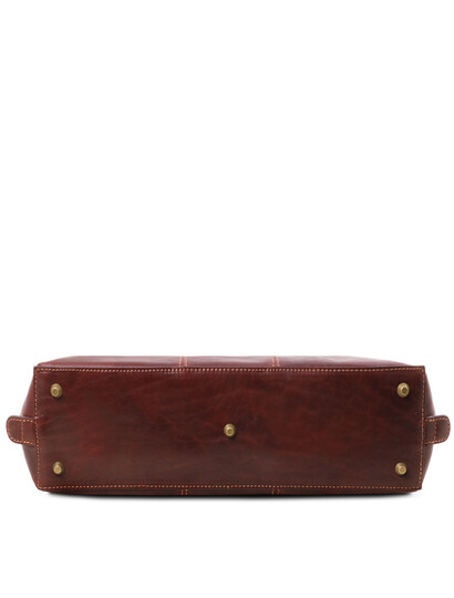 Servieta dama de piele naturala Tuscany Leather, maro inchis, Ravenna