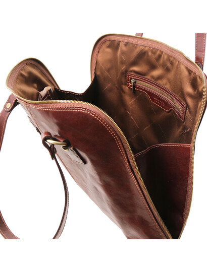 Servieta maro inchis dama din piele naturala Tuscany Leather, Ravenna