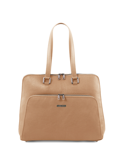 Geanta business dama Tuscany Leather din piele naturala sampanie TL Smart