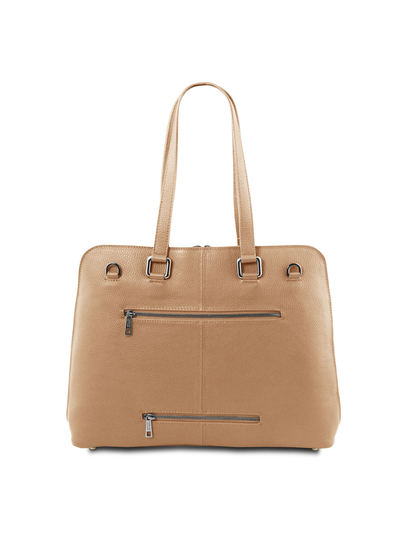 Geanta business functionala  dama Tuscany Leather din piele naturala sampanie TL Smart