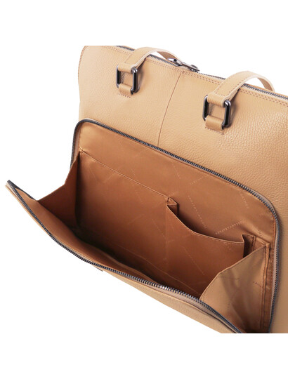Geanta business dama Tuscany Leather din piele naturala sampanie TL Smart