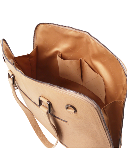 Geanta business contemporana  dama Tuscany Leather din piele naturala sampanie TL Smart