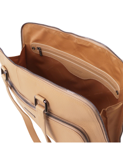Geanta business dama Tuscany Leather din piele naturala sampanie TL Smart