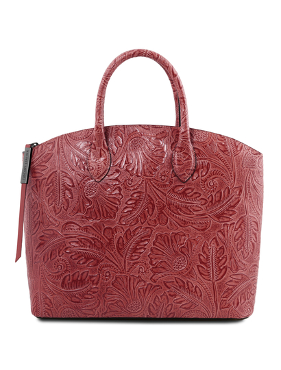Geanta de mana Tuscany Leather, Gaia, roz prafuit cu pattern floral