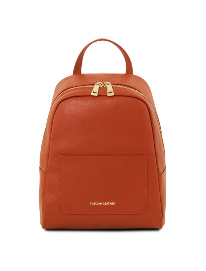 Rucsac dama Tuscany Leather din piele naturala saffiano, brandy