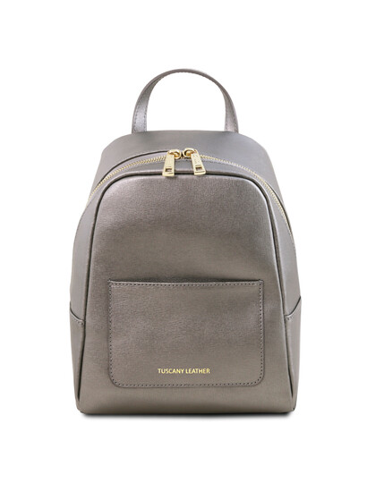 Rucsac dama Tuscany Leather din piele naturala saffiano, gri