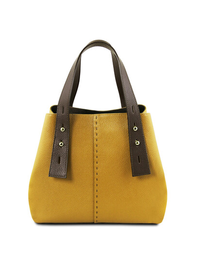 Geanta dama galben mustar din piele naturala Tuscany Leather
