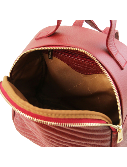 Rucsac rosu  dama din piele naturala Tuscany Leather, TL Bag