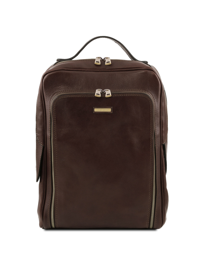 Rucsac laptop barbati din piele naturala Tuscany Leather, maro inchis, Bangkok