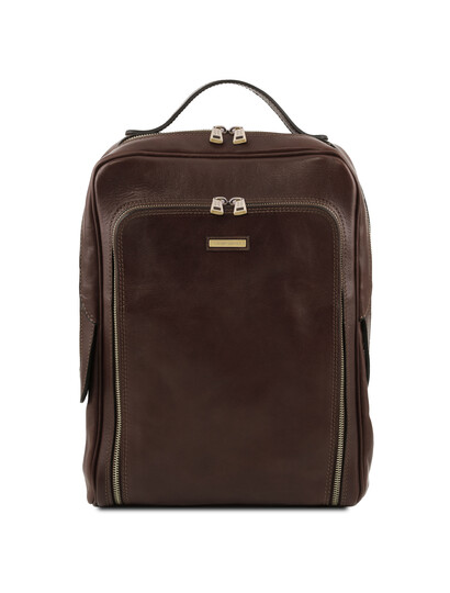 Rucsac laptop barbati din piele naturala Tuscany Leather, maro inchis, Bangkok