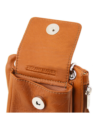 Geanta telefon Tuscany Leather din piele coniac Minicross