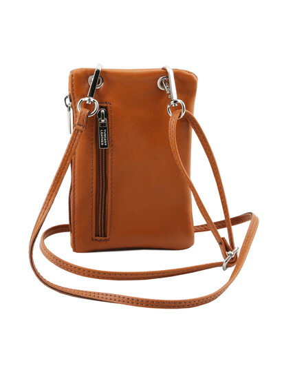 Geanta telefon Tuscany Leather din piele coniac Minicross