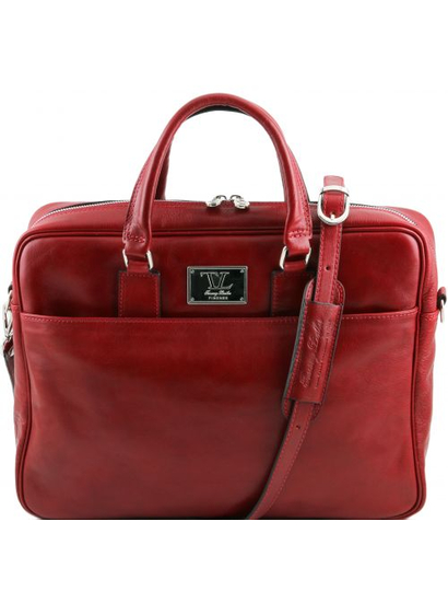 Geanta laptop Tuscany Leather, Urbino, din piele naturala rosie