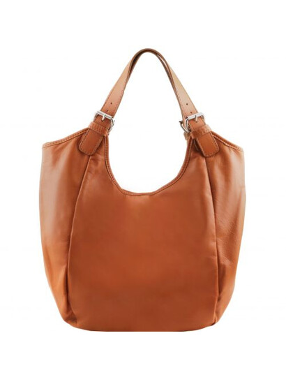 Genti dama | Gina - Geanta din piele boho new size cognac - Tuscany Leather
