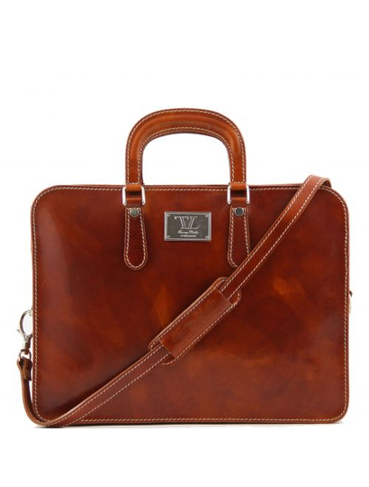 Genti dama | Alba - Servieta din piele honey cu 1 compartiment - Tuscany Leather