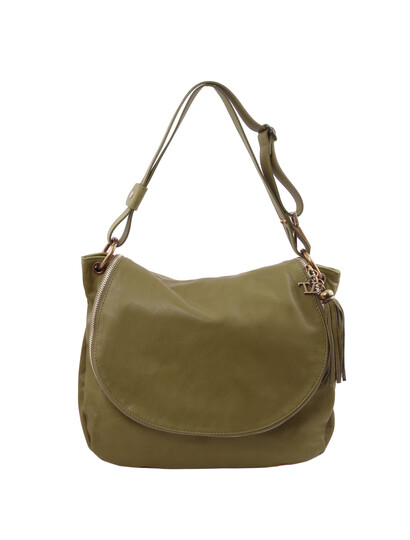 Geanta dama de umar din piele naturala Tuscany Leather, verde masliniu, TL Bag