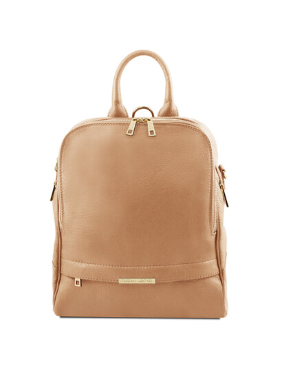 Rucsac dama din piele naturala Tuscany Leather, sampanie, TL Bag
