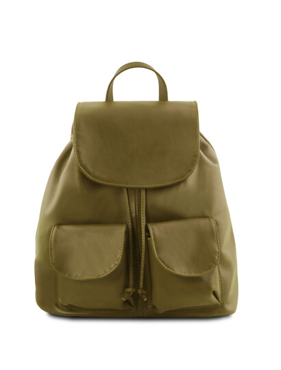 Rucsac din piele naturala Tuscany Leather, verde masliniu, Seoul marime mare
